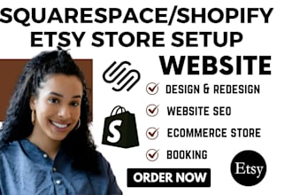 develop squarespace website redesign shopify printify printful etsy seo listing