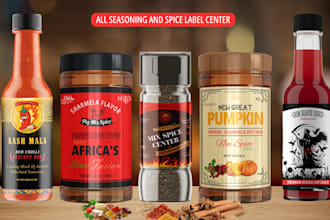 do logo label for spice, sauce,jar,rub, seasoning,pikliz,chili, ketchup, ginger