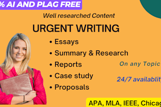 write urgent essay writing, case study, apa mla paper, report, research, summary
