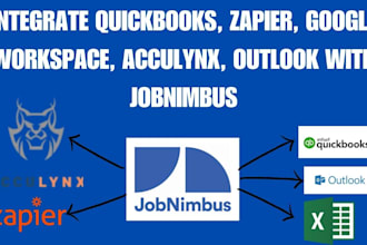 integrate quickbooks, zapier, google workspace, acculynx, outlook with jobnimbus