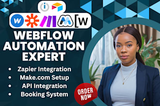 setup webflow automation, zapier, memberstack, calendly, monday, API workflow