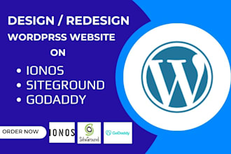 design, redesign wordpress website on ionos siteground, godaddywebsite