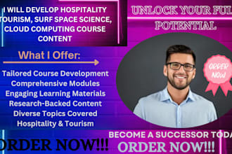 develop hospitality tourism, surf space science, cloud computing course content