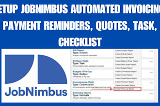 setup jobnimbus automated invoicing, payment reminders, quotes, task, checklist