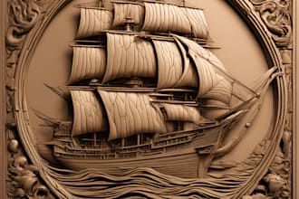 3d ship model 3d depth map surface engraving 3d printing stl blender dxf dwg cnc