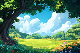 create concept fantasy or cartoon landscape illustration