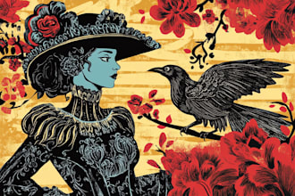 create awesome linocut illustration or linocut imitation