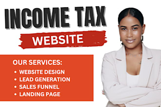 design tax website, income tax, credit repair website, bookkeeping, landing page