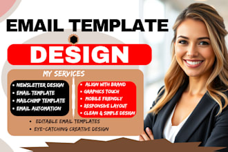 design editable email templates newsletter on mailchimp wix klaviyo in 24 hours