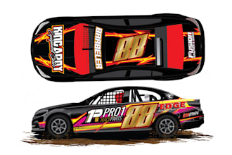 create professional custom car wrap, racing car wrap, livery racing car wrap