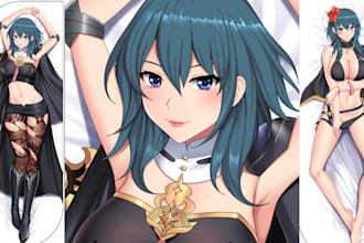 design custom dakimakura body pillow fanart vtuber oc sfw nsfw in anime style
