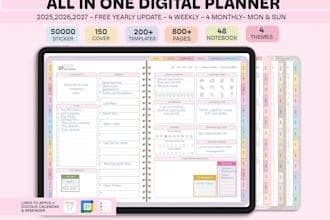 setup or design etsy digital printable product hyperlink planner, etsy journal