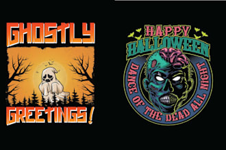 do custom made halloween horror logo and t shirt design