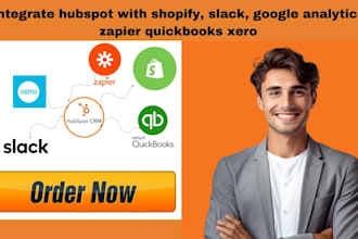 integrate hubspot with shopify, slack, google analytics zapier quickbooks xero