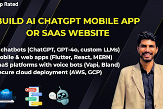 develop ai chatgpt mobile app or website ai saas app ai chatbot ai software