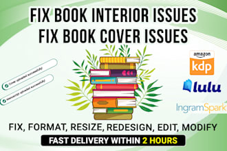 fix, resize, modify, rejected, error kindle lulu  book cover