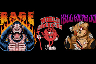 design cartoon inspired streetwear tshirt illustrations for your clothing brand