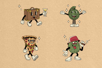 draw you cartoon vintage logo for tshirt