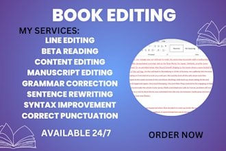 check grammar and spelling and proofread and edit your book, book editor