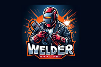 do a creative welder mascot logo with unique creativity