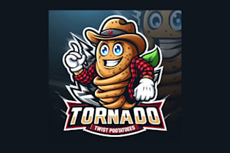 do tornado twist potatoes mascot logo for your company