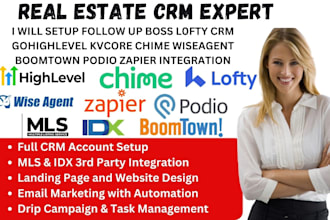 setup follow up boss gohighlevel kvcore chime podio wiseagent boomtown podio crm