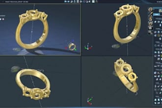render photorealistic 3d jewelry design, 3d printing, jewelry cad model