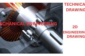 create 2d engineering drawings, mechanical drawings, technical drawings
