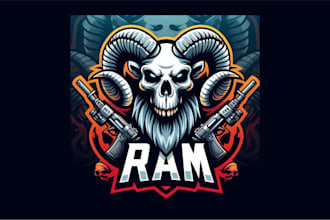 do outstanding ram skull mascot logo with express delivery