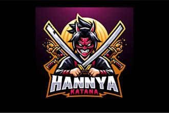 do creative hannya katana mascot logo for your business
