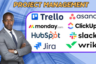 do project management on monday, clickup, asana, trello, slack, wrike, jira