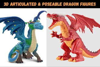 3d articulated figure, miniatures, dragon, dinosaur figure, 3d toy, for 3d print
