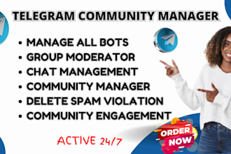 be telegram, discord community manager with active chatters
