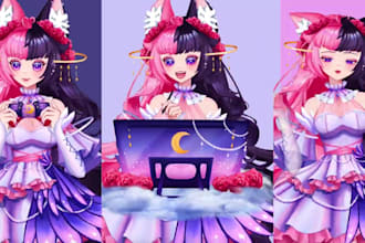 design and rig 2d vtuber model, 2d vtuber, vtuber rigging using live2d