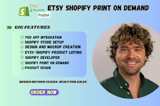 etsy shopify print on demand store printful printify shopify website