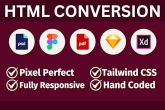 convert psd to html, figma to html css, figma to react as react developer