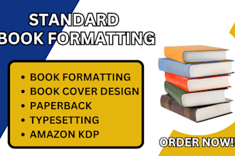 paperback formatting, typesetting, book cover design ebook format for amazon KDP