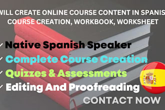 create online course content in spanish, course creation, workbook, worksheet
