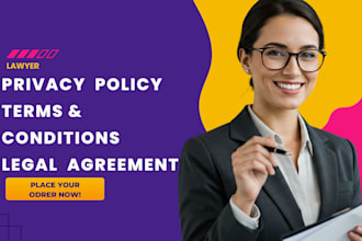 be your lawyer for legal contract, terms and conditions, privacy policy