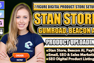 design upload on stan store, gumroad, payhip, beacon ai, to sell digital product