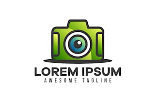 design handwritten signature photography logo with camera