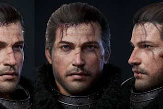 do 3d realistic game character, metahuman, 3d armor or sci fi mech cyberpunk