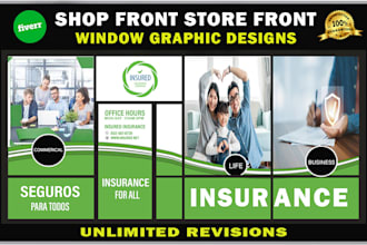 design creative window graphics, shopfront, decal storefront, or signage