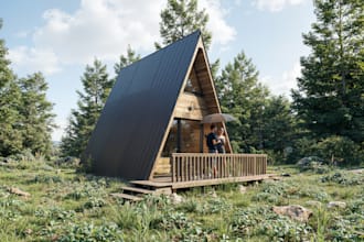 render architectural tiny houses, small house, frame a, etc