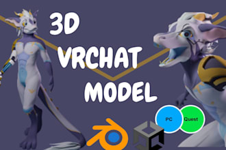 create, upload and edit vrchat avatar ,3d model, furry avatar, protogen