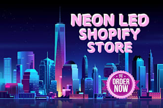 design lucrative neon shopify store neon led website neon sign dropshiping store