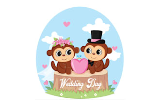 make attend evident wedding mascot logo