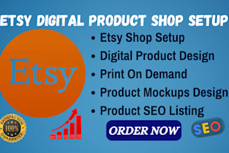 design etsy digital products, hyperlinked planner, print on demand, with mockups