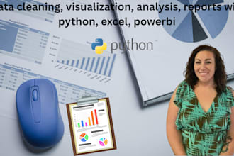 do data cleaning, visualization, analysis, reports with python, excel, powerbi