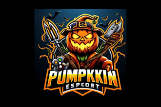 do amazing pumpkin esport mascot logo with any file